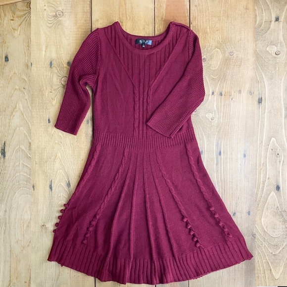 MAK Sweater Tunic‎ Dress by Modcloth Cable Knit Cranberry Red - Picture 1 of 8